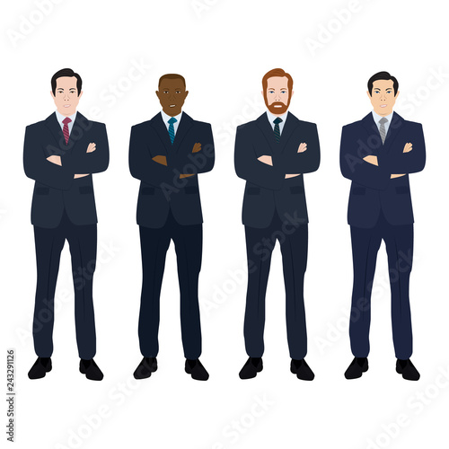 Businessman with crossed arms set. Vector.