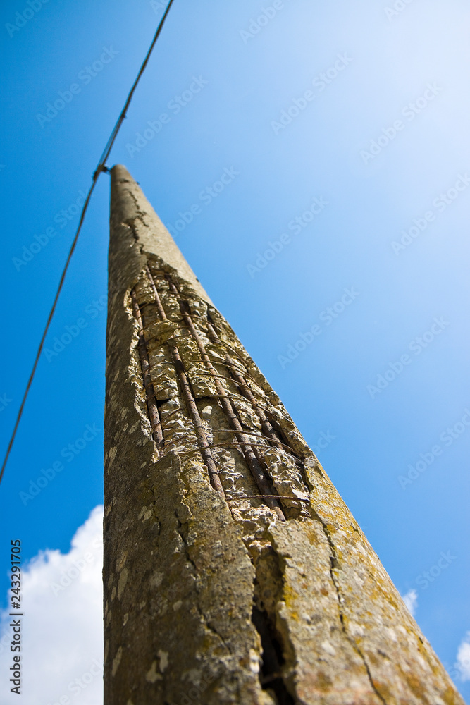 Detail of a broken pole of Telephone Line