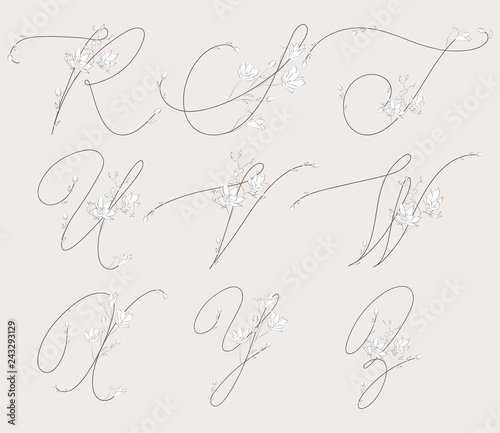 Vector Hand Drawn floral monograms and logos