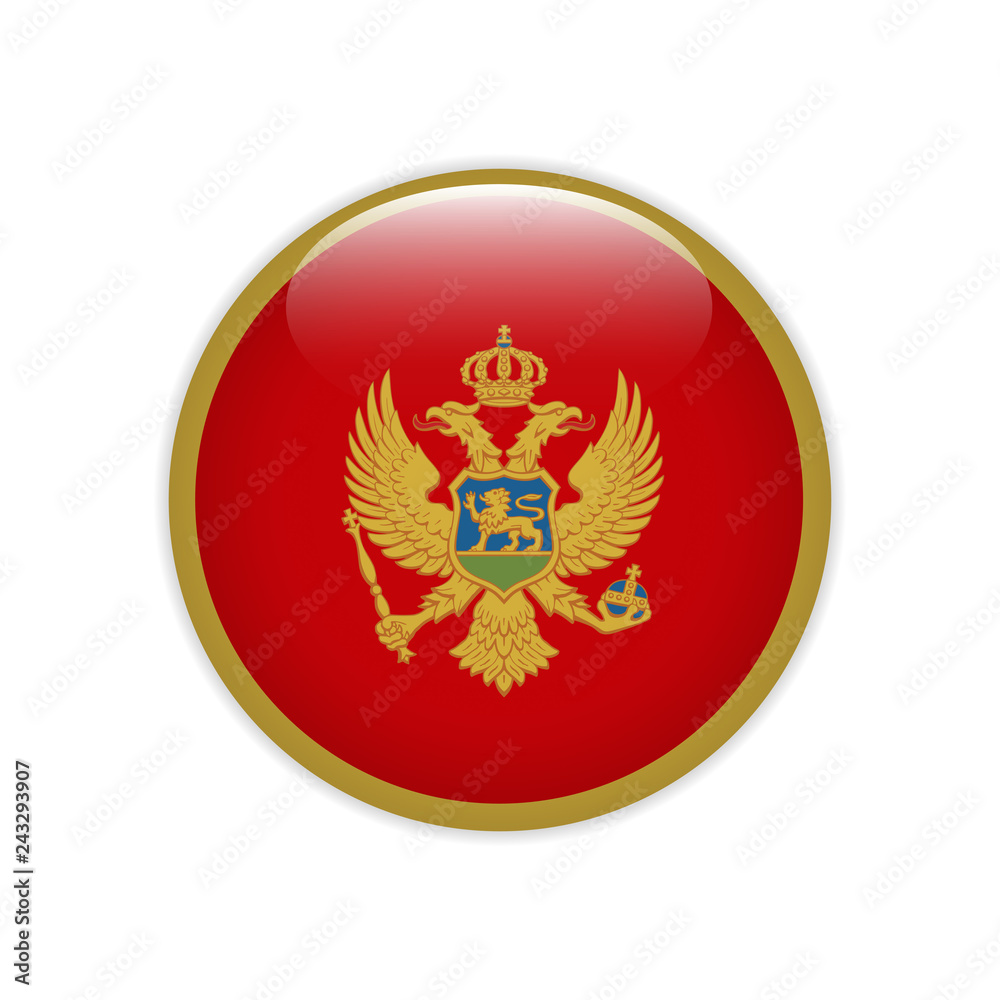 Montenegro flag on button Montenegro flag on button