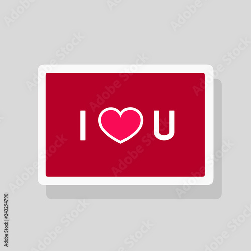 Valentine's Day greeting card I Love You with abbreviated text and heart shape. Minimalist design