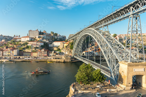 View to the historical centre of Oporto with the world heritage site the old town and the Dom Luis l Bridge