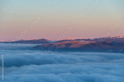 Dawn on the Mount Grappa in Italy. View from the summit © Maurizio Sartoretto