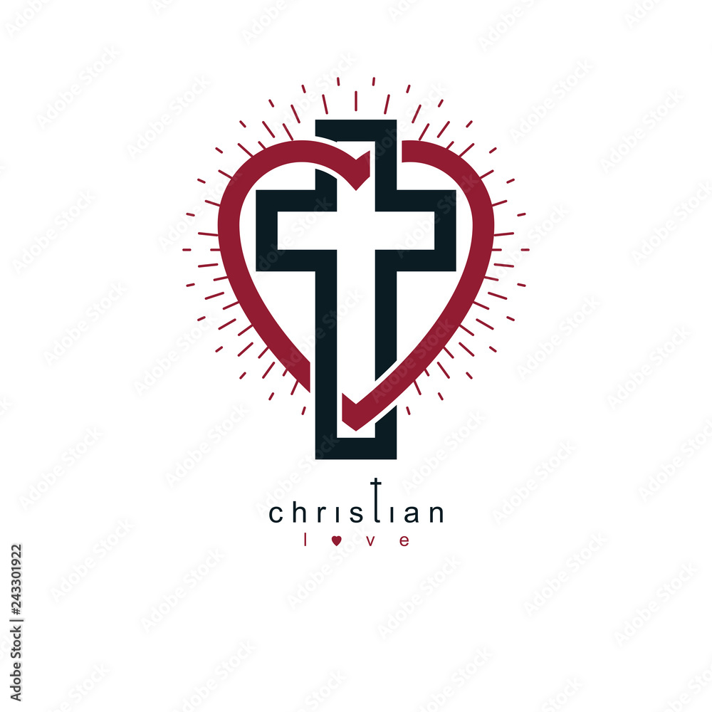Love of God vector creative symbol design combined with Christian Cross ...
