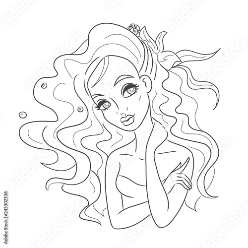 Girl illustration with flower in hair