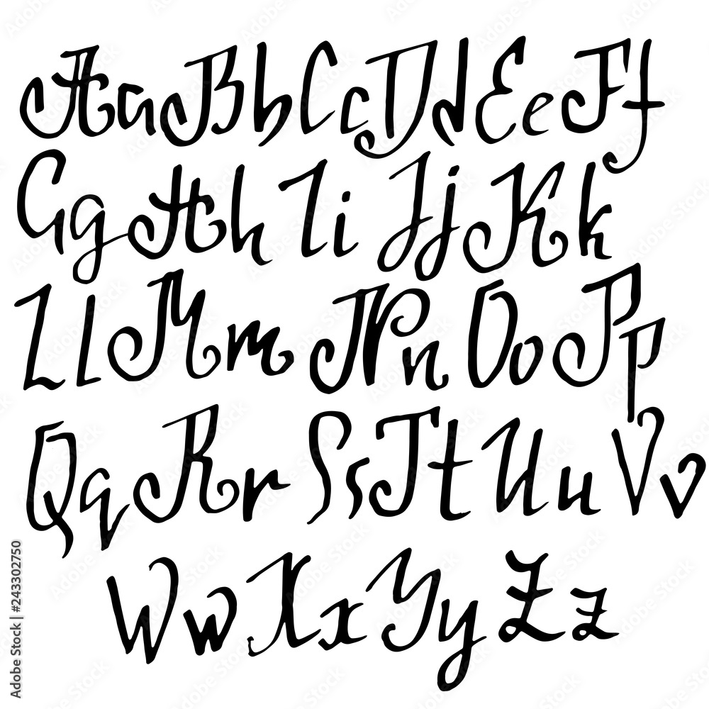 Grunge old pen gothic font. Blackletter script. Vector illustration. Grunge old pen gothic font. Blackletter script. Vector illustration.