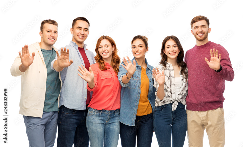 friendship and people concept - group of smiling friends over white background friendship and people concept - group of smiling friends over white background