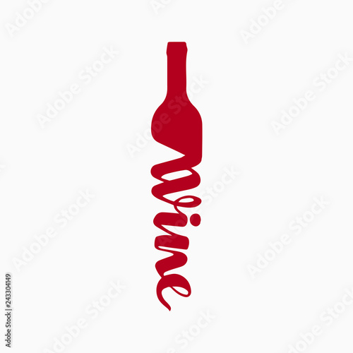 Bottle of Wine Vector Logo Concept