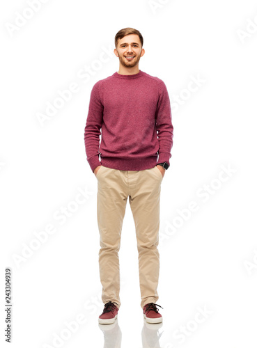 people concept - smiling young man over white background