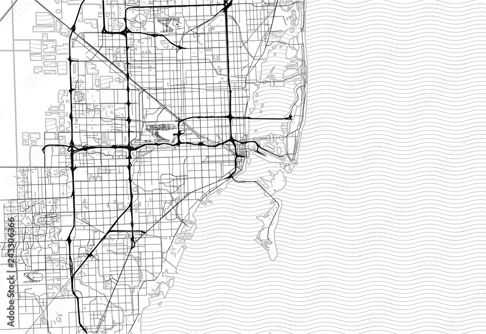 Obraz premium Area map of Miami, United States