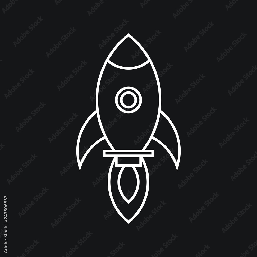 Rocket spaceship with fire, startup icon vector illustration Rocket spaceship with fire, startup icon vector illustration