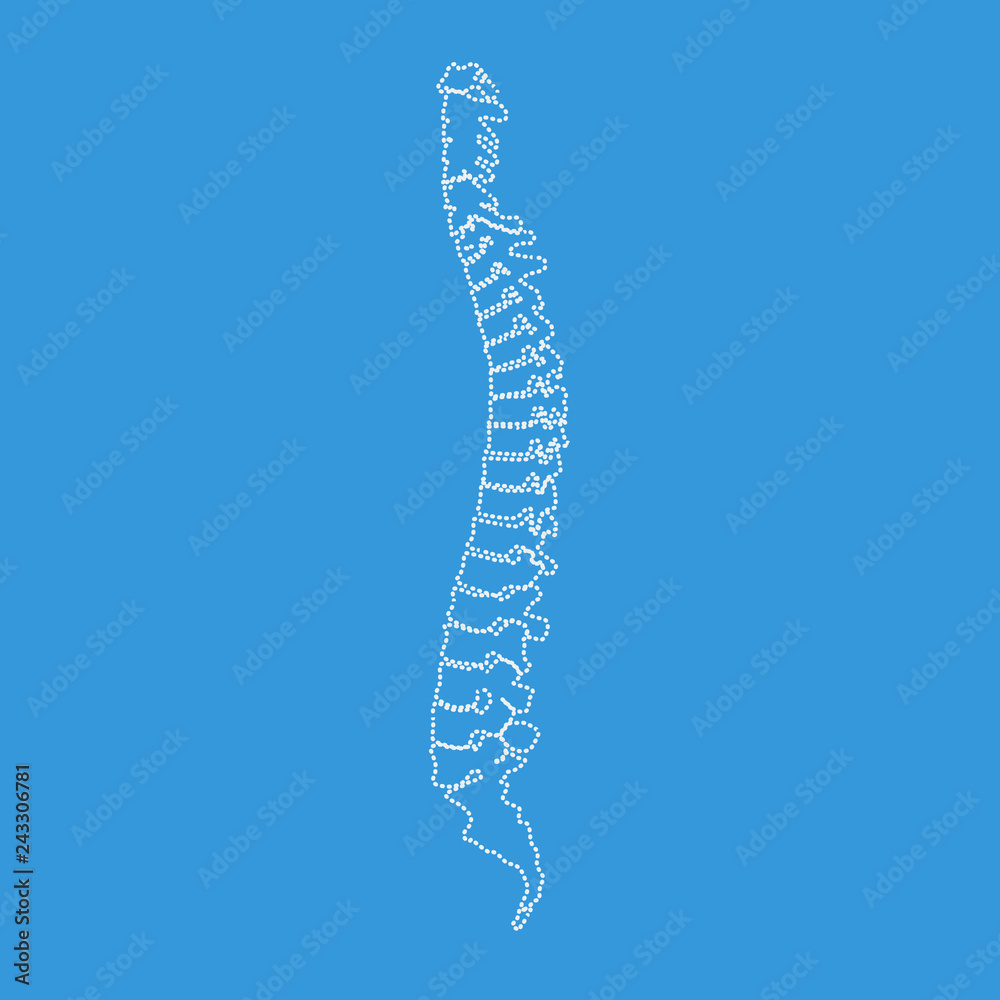 Illustration white spine diagnostic symbol or sign design. Dotted outline or line art style vector illustration. Illustration white spine diagnostic symbol or sign design. Dotted outline or line art style vector illustration.