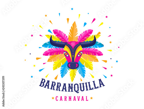 Carnaval de Barranquilla, Colombian carnival party. Vector illustration, poster and flyer