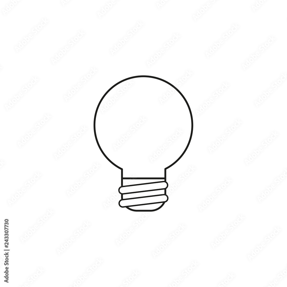 Vector icon concept of light bulb. Black outlines. Vector icon concept of light bulb. Black outlines.