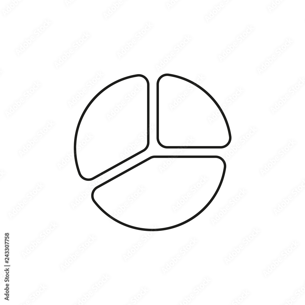 Vector icon concept of three parts diagram. Black outlines. Vector icon concept of three parts diagram. Black outlines.