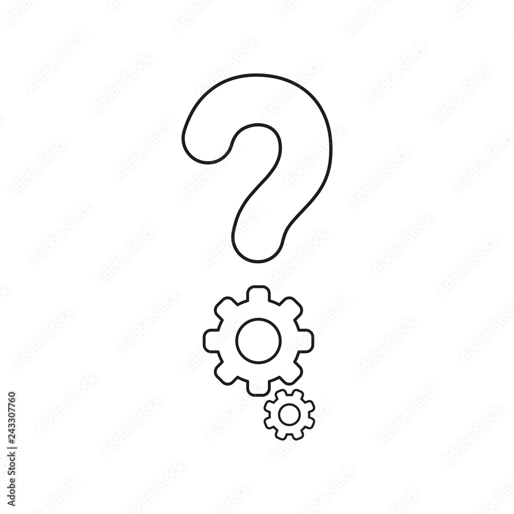 Fototapeta premium Vector icon concept of question mark with gears. Black outlines.
