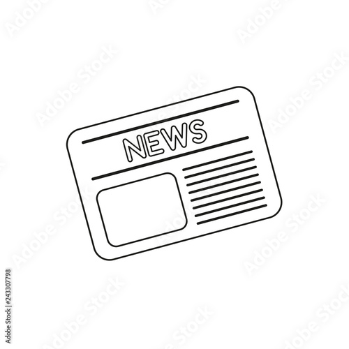Vector icon concept of newspaper. Black outlines.