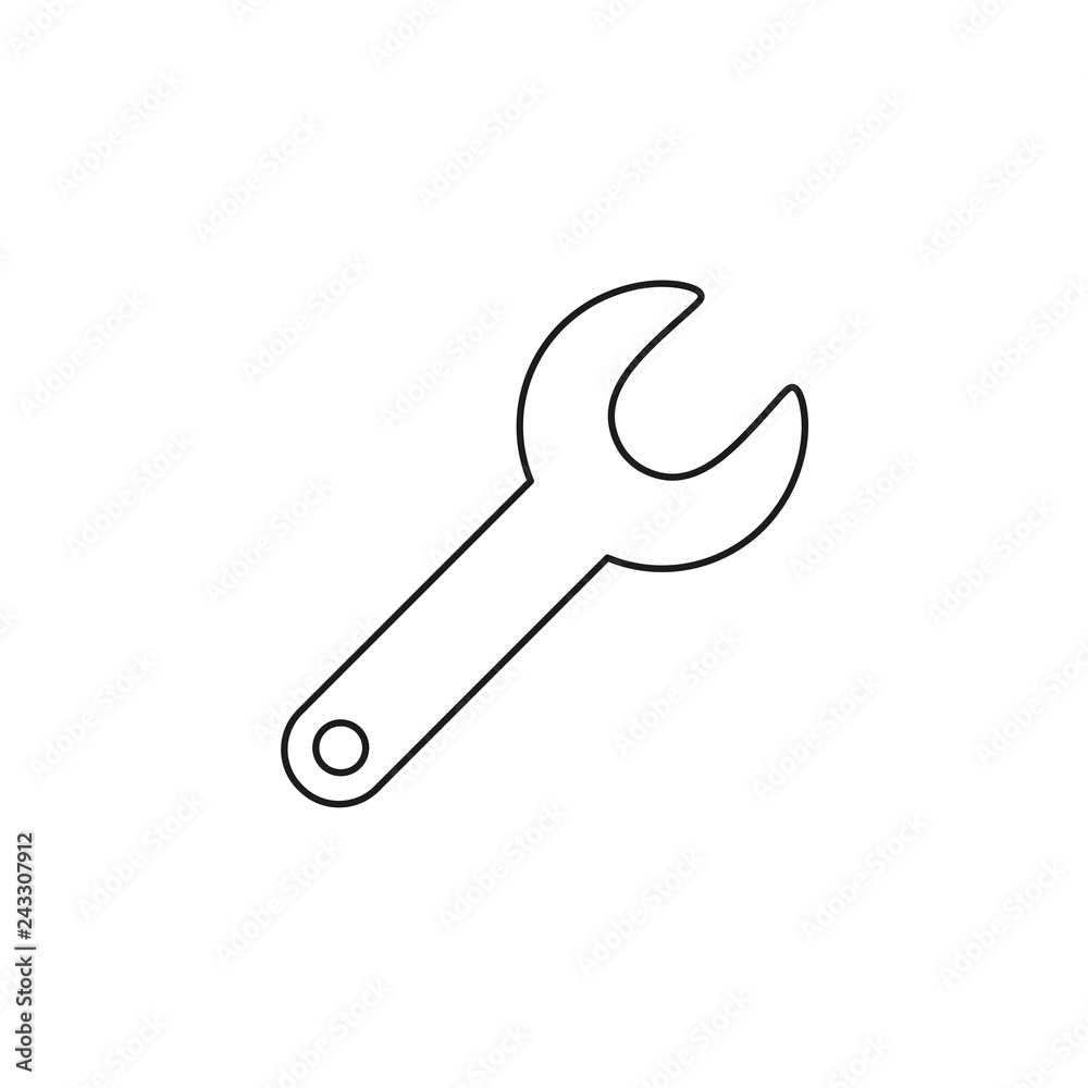 Vector icon concept of spanner. Black outlines.