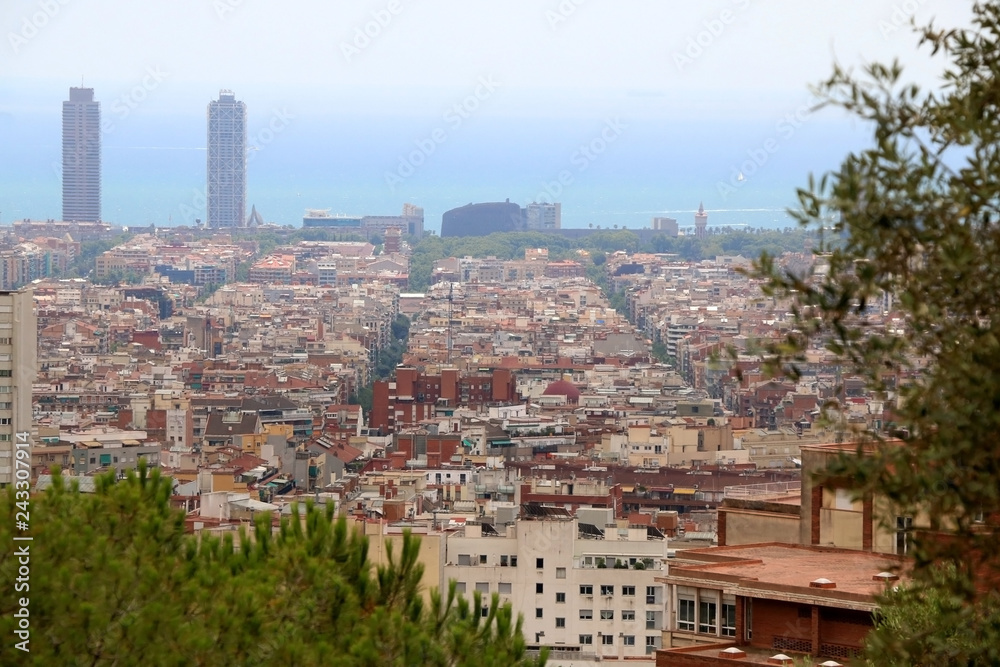 Aerial view of Barcelona from Park Güell. Aerial view of Barcelona from Park Güell.