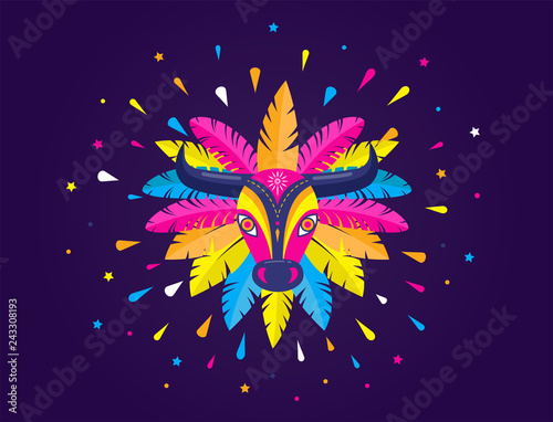 Carnaval de Barranquilla, Colombian carnival party. Vector illustration, poster and flyer