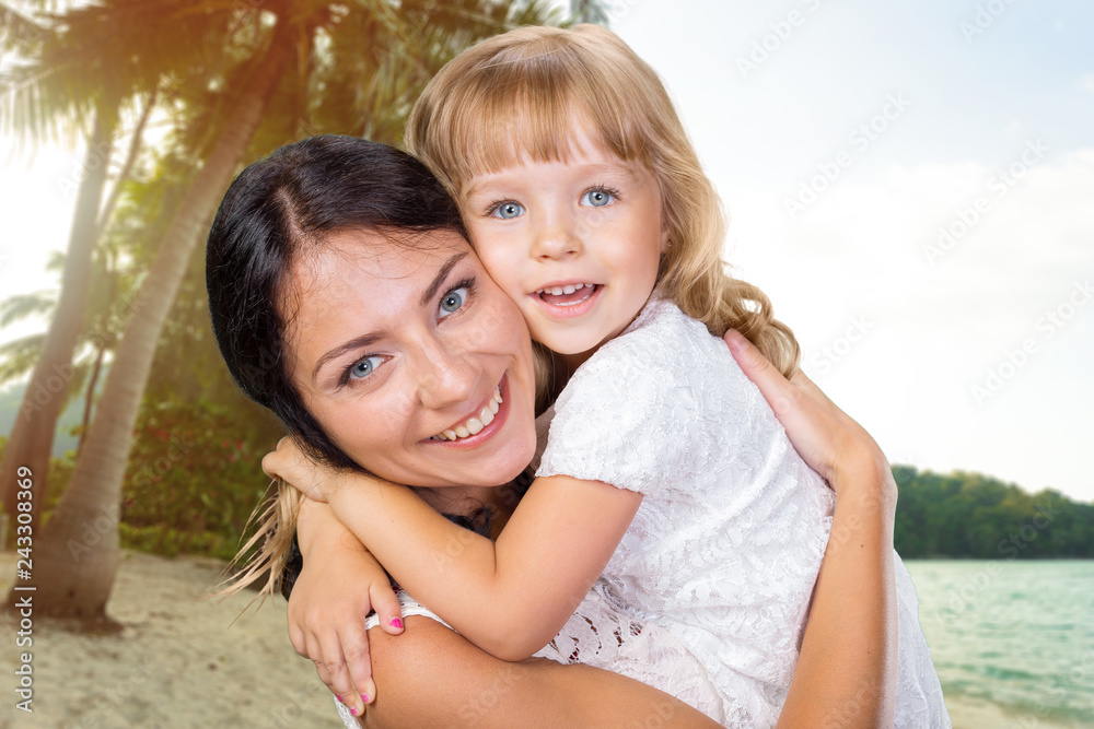 Happy mother and child girl