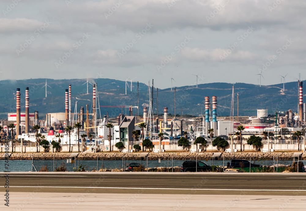 ALGECIRAS, SPAIN-JANUARY 2015. Most important port of the Mediterranean in Algeciras on a cloudy day.