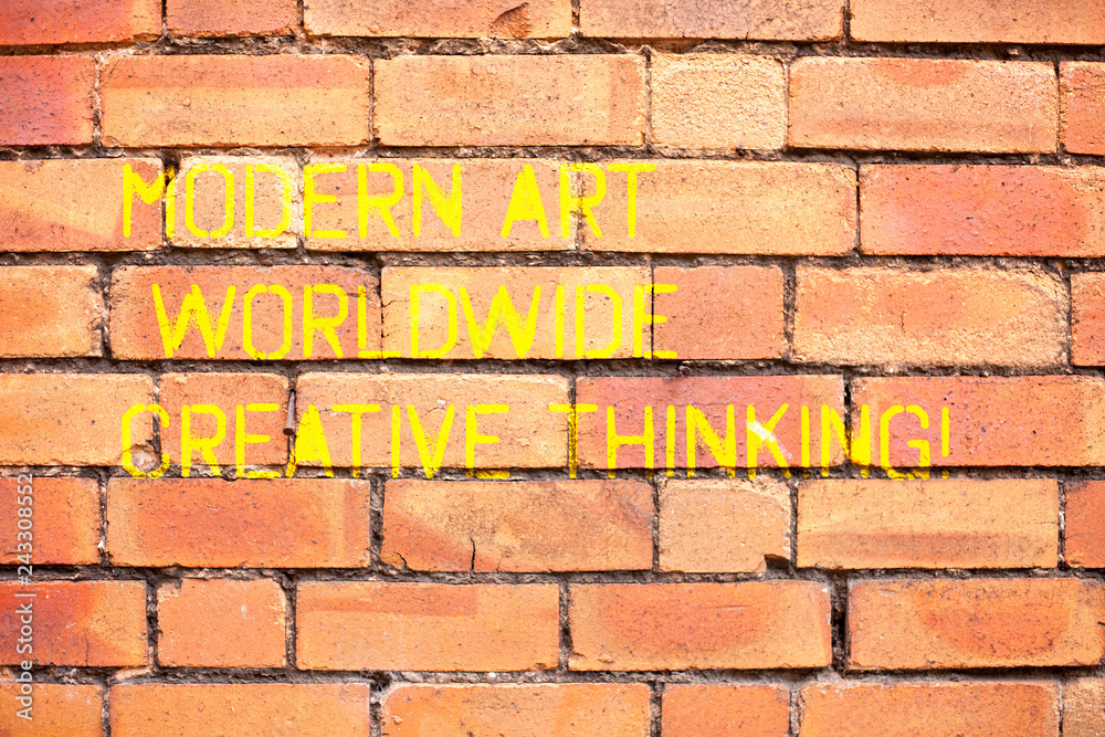 Obraz premium Writing note showing Modern Art Worldwide Creative Thinking. Business photo showcasing Creativity artistic expressions