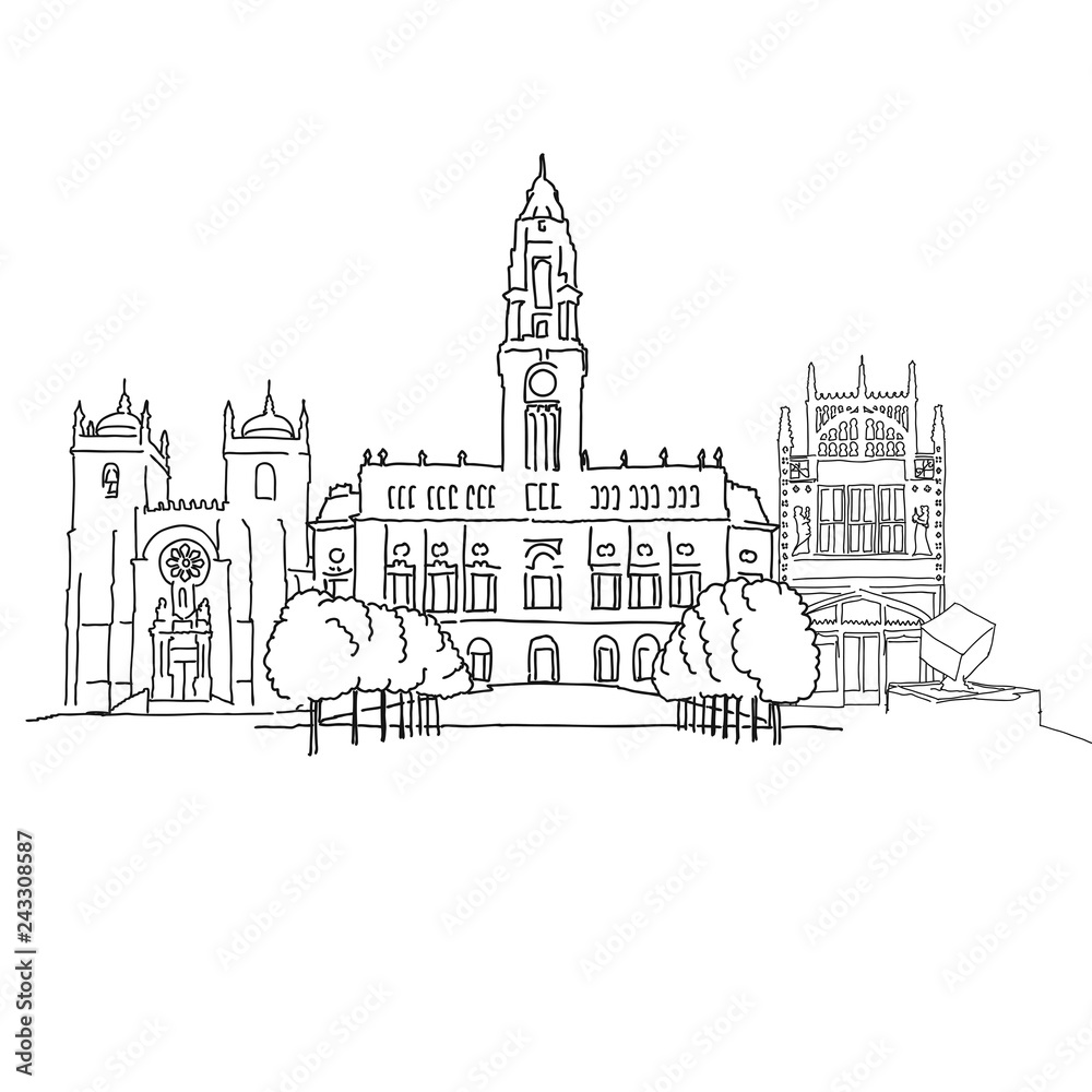 Porto Portugal outline sketch Porto Portugal outline sketch
