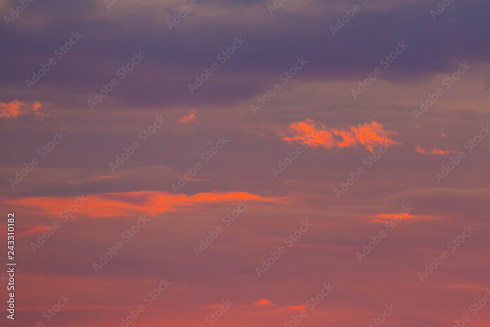 dramatic colorful sky cloud formation in evening light