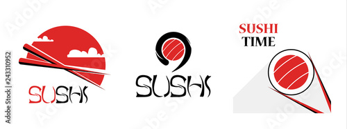 Set of sushi food logotype for asian food delivery