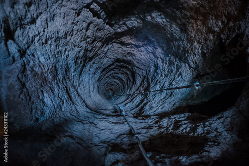 Big hole to undeground cave city in Cappadocia, Turkey.