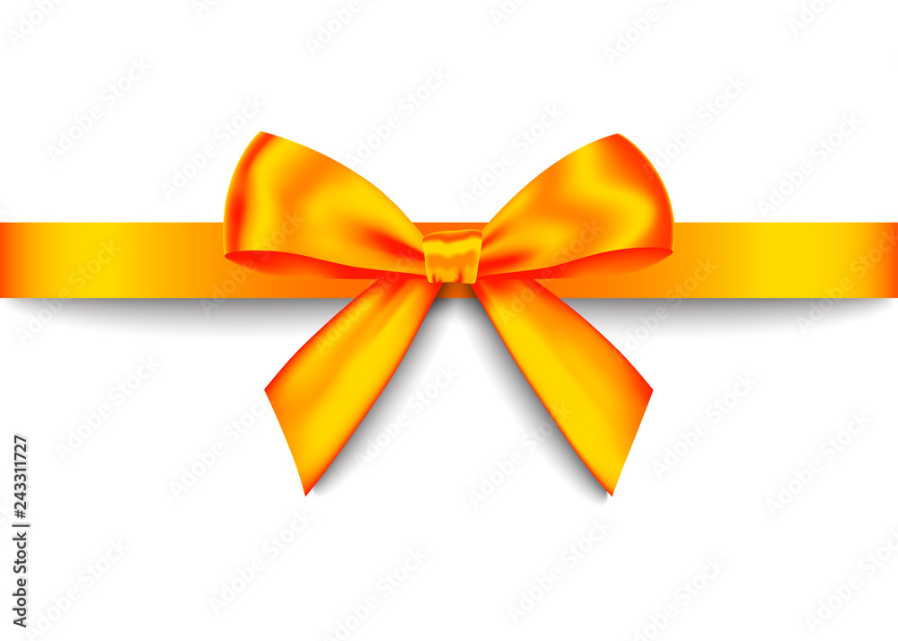 Orange realistic gift bow with horizontal ribbon. Orange realistic gift bow with horizontal ribbon.