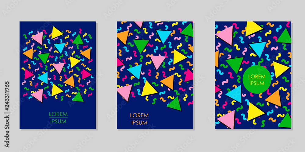 Colorful geometric backgrounds. Templates for cover, card, banner, poster.