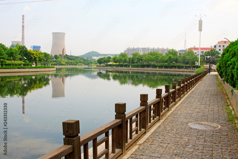 industrial building by the DouHe River shore in Tangshan City, China