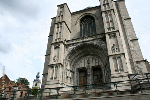Mons, Belgium. The Saint Waltrude Collegiate Church (Collegiale Sainte-Waudru), a major Bravantine Gothic landmark and most important church in the Belgian city of Mons