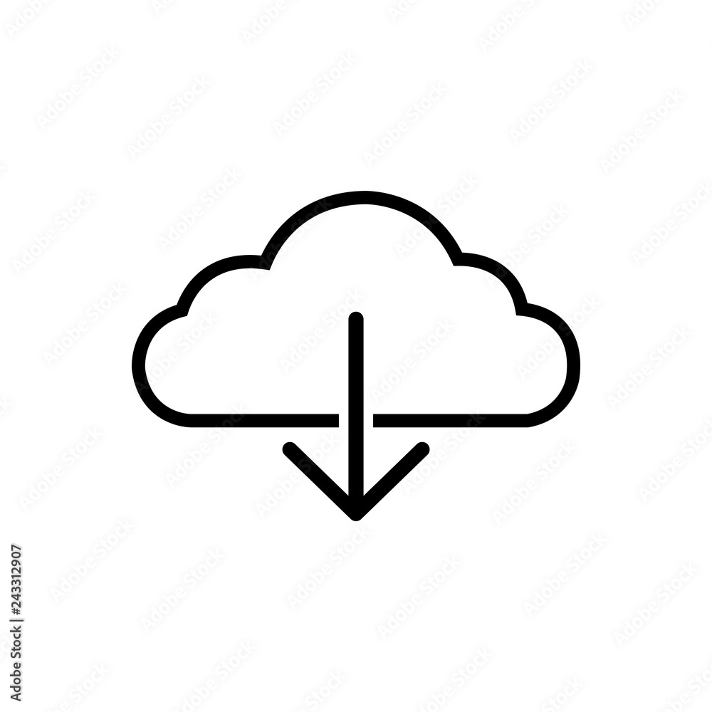 Cloud icon. Line vector icon, logo on white background Cloud icon. Line vector icon, logo on white background