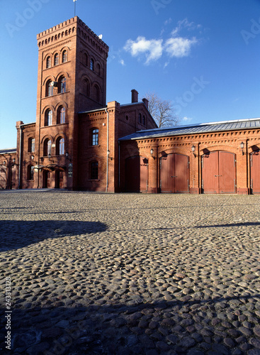 Lodz, Poland - March, 2012: historic fire station building, Ksiezy Mlyn in Lodz photo