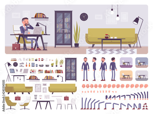 Male manager business office creation kit