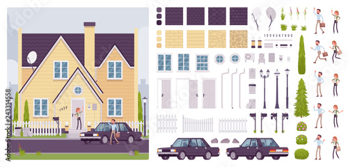 House creation kit with classic suburban architecture