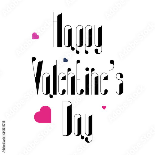 Happy Valentines Day poster with handwritten calligraphy text, an excellent template for typography isolated on white background.