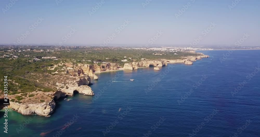 Flying above beautiful ocean coast line in the south part of Portugal . aerial cinematic footage 4k Flying above beautiful ocean coast line in the south part of Portugal . aerial cinematic footage 4k