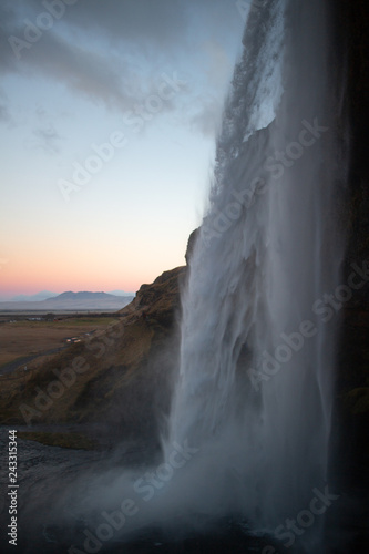 Seljalandsfoss Waterfall Iceland at Sunrise