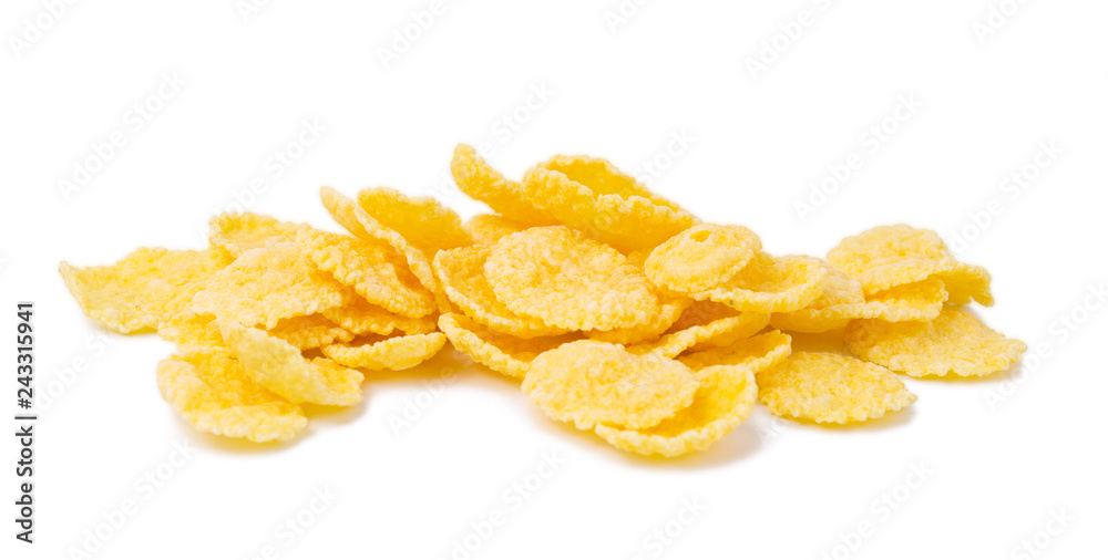 Tasty corn flakes isolated on white background Tasty corn flakes isolated on white background