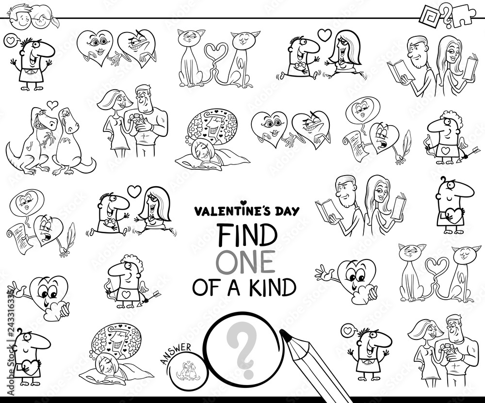 Obraz premium one of a kind Valentines clip art color book