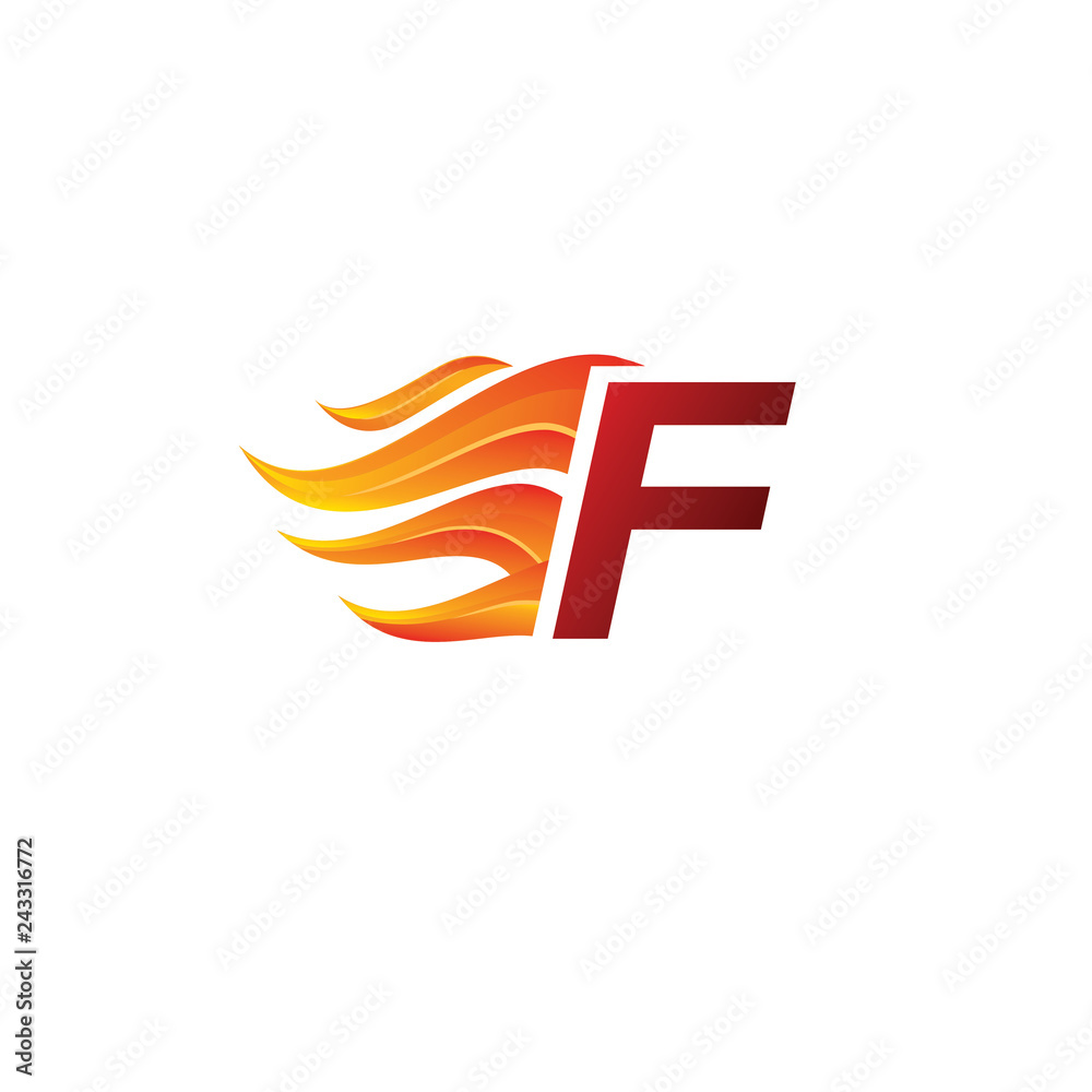 Obraz premium Fire Hot F Letter Logo On White Background