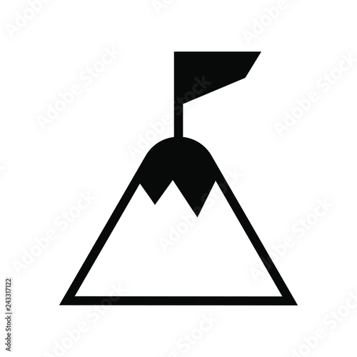 Flag on mountain icon.