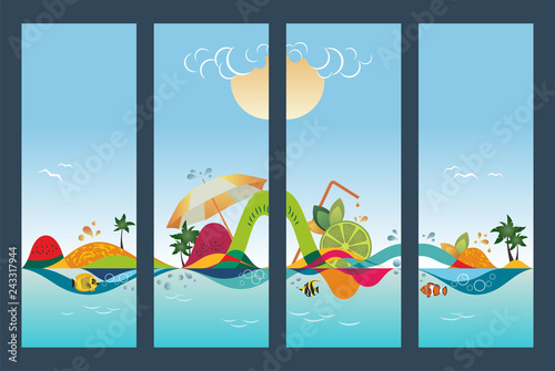 Set of travel banners, vector illustration