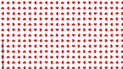 Simple 3d small hearts pattern on white background, large size texture