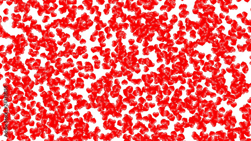 Simple 3d small hearts randomly scattered on white background, large size texture