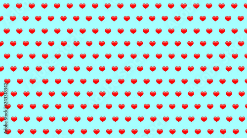 Simple 3d small hearts on light blue background, large size texture